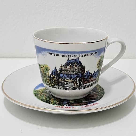 Chateau Frontenac Quebec Souvenir Porcelain Mini Tea Cup & Saucer - Picture 14 of 14
